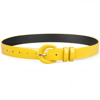 HOTJASGOOD Women Patent Leather Belt for Jeans Pants Vintage 50s Women Belt for Dress