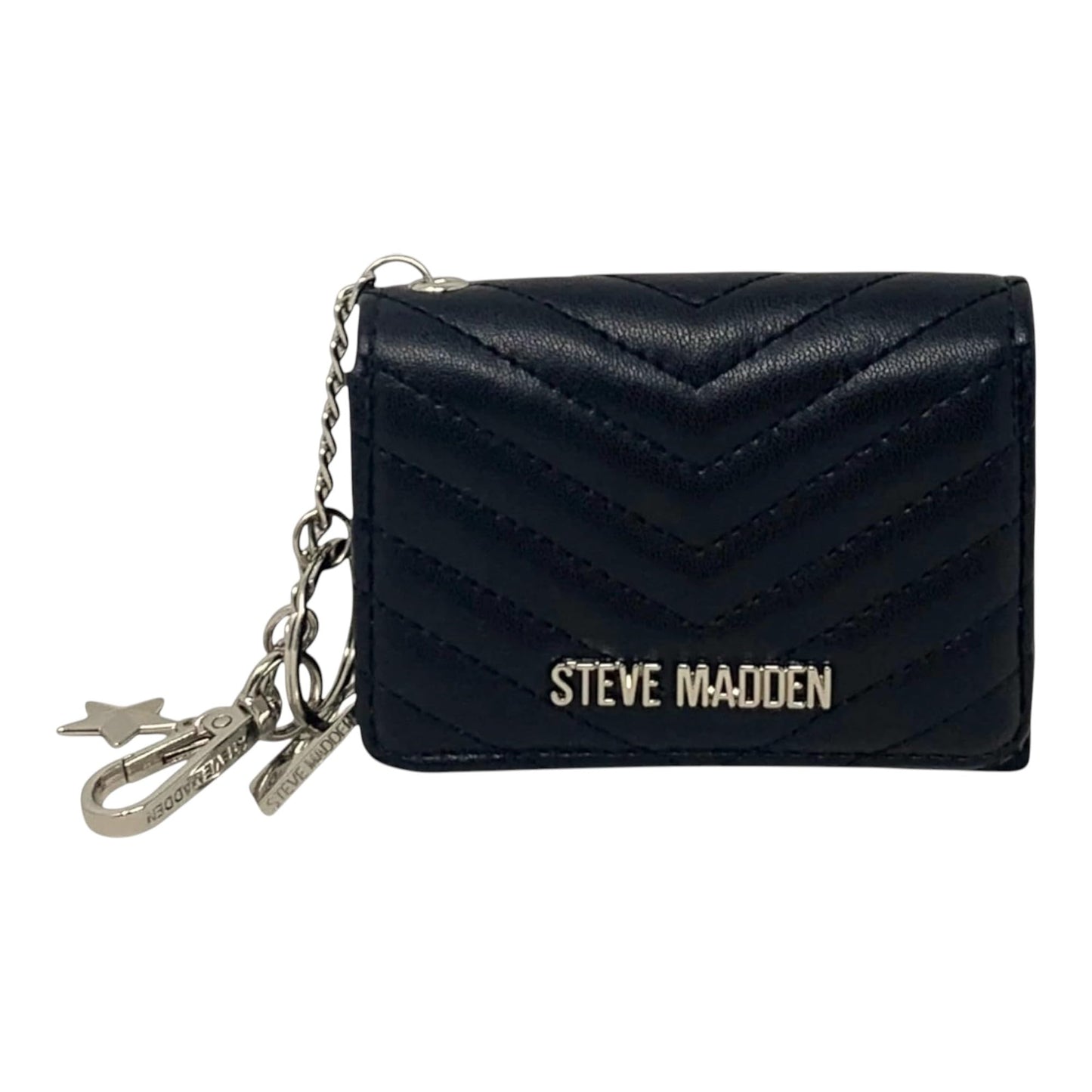 HOTSteve Madden Women’s Bklara Card Case with Keyring and Clip (Black) (Black)