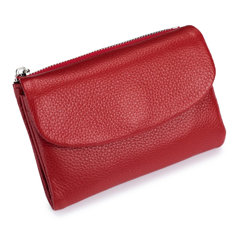HOTLECDOA Unisex Pebble Leather Wallet, Short Genuine Leather Coin and Card Wallet, Small Wallets for Women, Suitable for Coins and Cards (#15)