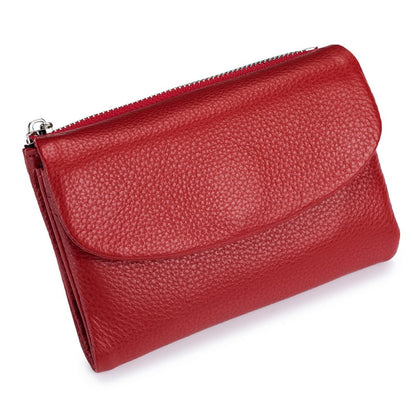 HOTLECDOA Unisex Pebble Leather Wallet, Short Genuine Leather Coin and Card Wallet, Small Wallets for Women, Suitable for Coins and Cards (#15)