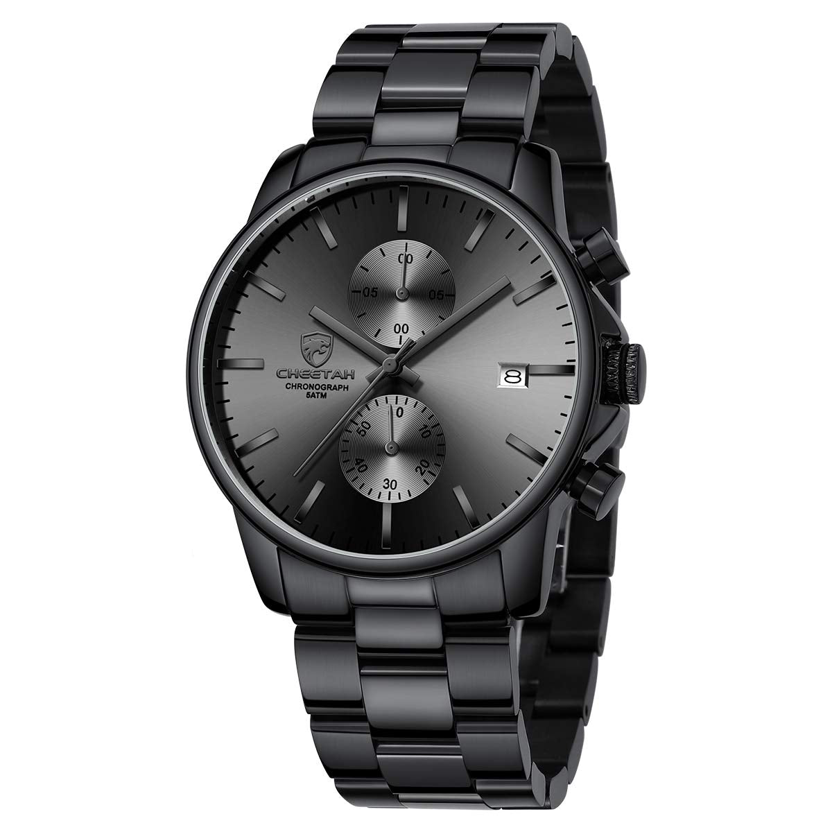 HOTGOLDEN HOUR Fashion Business Mens Watches with Stainless Steel Waterproof Chronograph Quartz Watch for Men, Auto Date