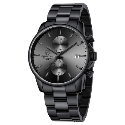 HOTGOLDEN HOUR Fashion Business Mens Watches with Stainless Steel Waterproof Chronograph Quartz Watch for Men, Auto Date