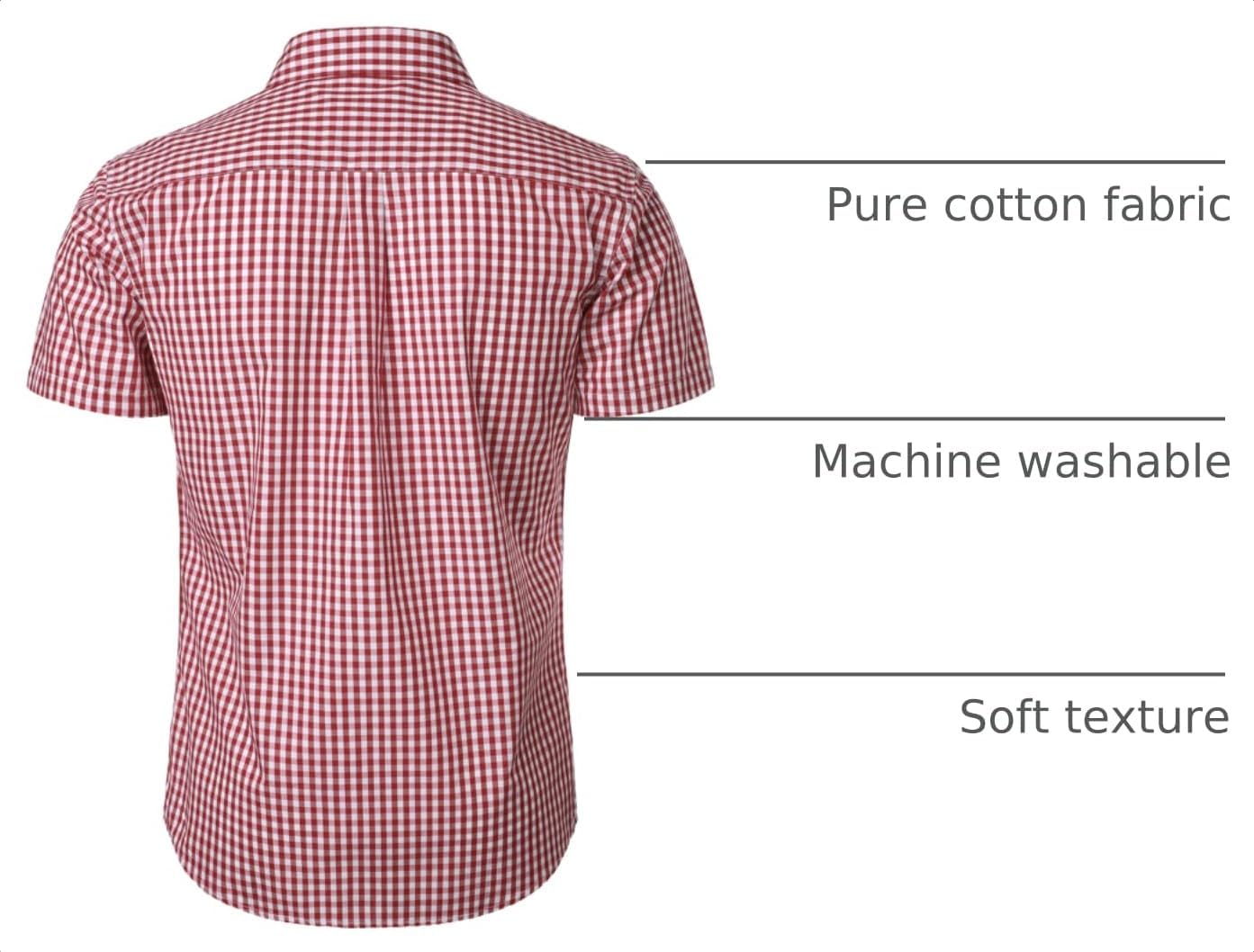 HOTLucMatton Men's Gingham Short Sleeve Button Down Shirt Cotton Regular Fit Plaid Dress Shirts with Pocket