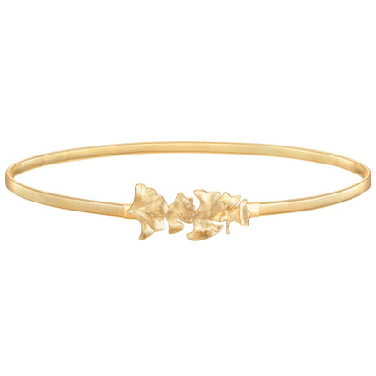 HOTVONMELLI Women's Skinny Metal Cinch Belt for Dress Stretch Thin Waist Belt Gold/Sliver Elastic Belts