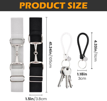HOTNINEFOX 1.5 Inch Elastic Equestrian Belt with Bit Buckle and Leather Key Strap for Horse Riding Enthusiasts