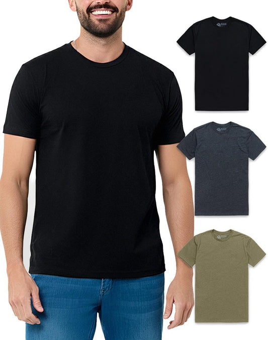 HOTMens T Shirts Soft Cotton Crew Neck Athletic Fit Casual Tees S-4XL | Soft cotton blend casual tee shirts with 4-way stretch - tag-free athletic fit for gym, work & casual wear. A go-to gift.