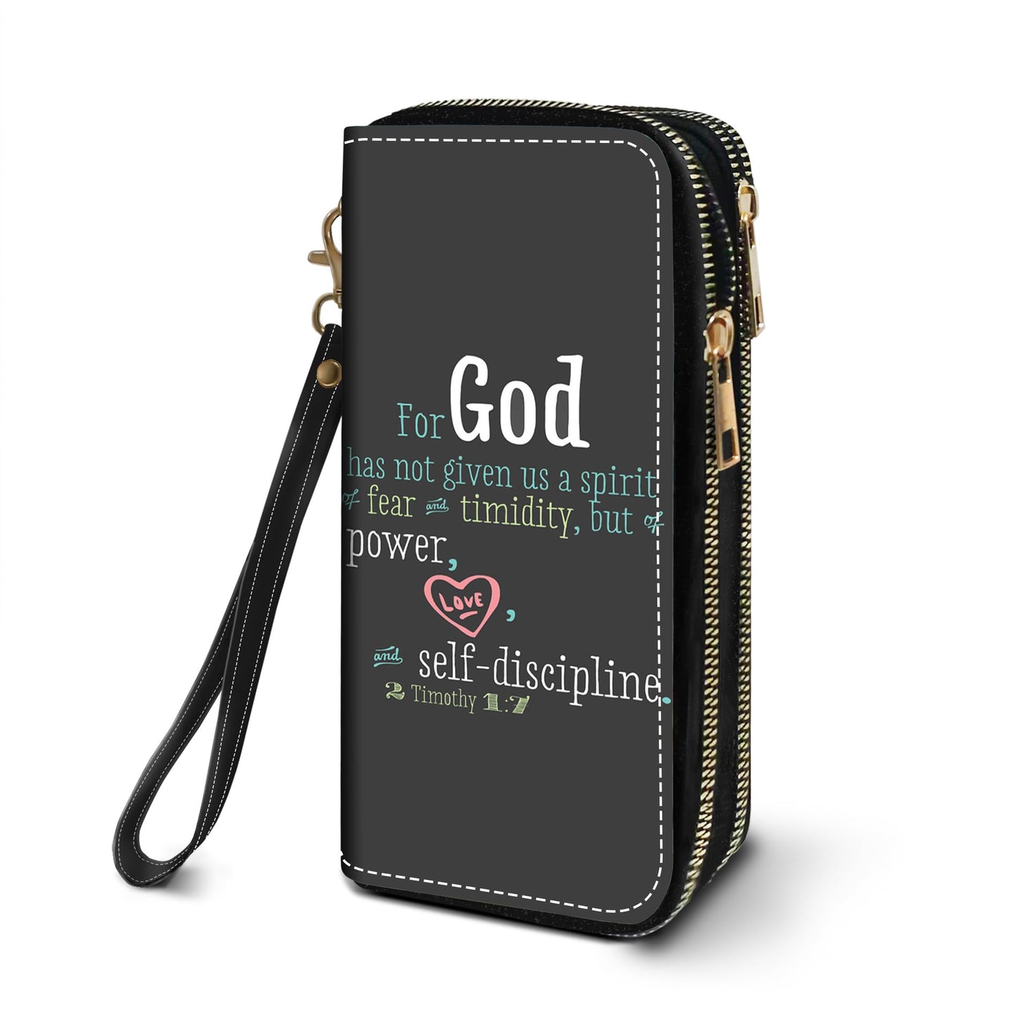 HOTWomen's Large Capacity Wallet PU Leather Double Zipper Clutch Purse Multifunctional Wallet with Removable Wristlet Strap for Smart Phone/Coin/Card/Cash, Floral Quotes Bible Verse Philippians 4-13