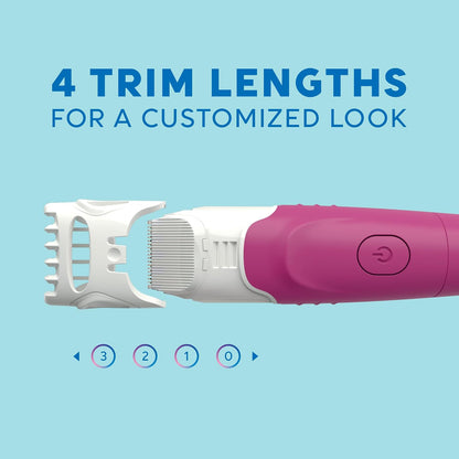 HOTSchick Hydro Silk TrimStyle Razor with Bikini Trimmer for Women | 2-in-1 Bikini Razor for Women and Womens Trimmer for Pubic Hair, Includes 1 Waterproof Handle, 3 Refills & 1 AAA Battery
