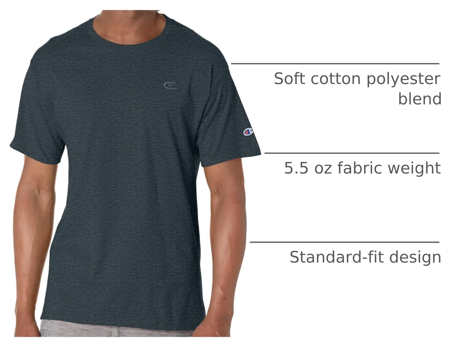 HOTChampion Men's Classic Short Sleeve T-Shirt, Standard Fit, Midweight 100% Cotton, Available in Regular and Big & Tall