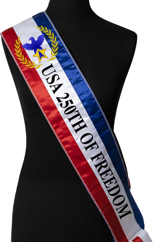 HOTAmerica 250 Sash 250th Anniversary Patriotic Sash Independence Day Parade Sash 4th of July Shoulder Sash 1776 2026 Celebration Decor Custom Patriotic Sash Parade Costume Accessory