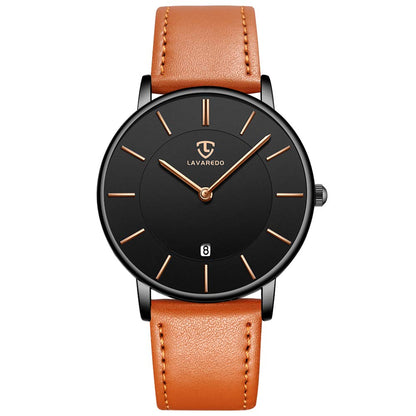HOTBEN NEVIS Watch, Mens Watch, Minimalist Fashion Simple Wrist Watch Analog Date with Leather Strap