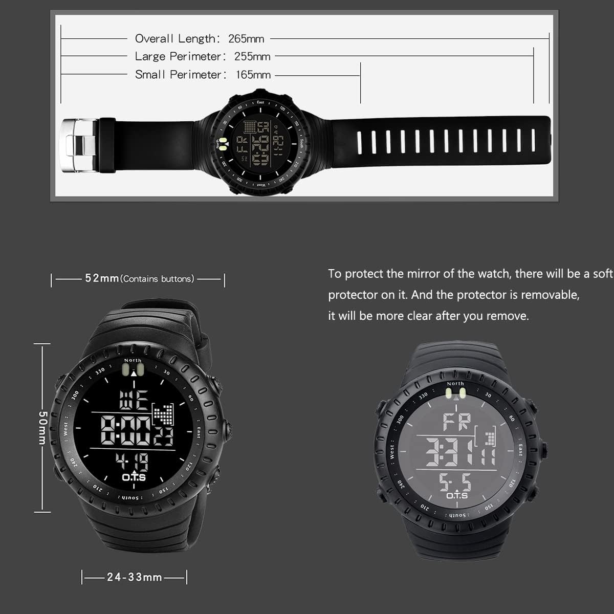 HOTPALADA Men's Digital Sports Watch Waterproof Tactical Watch with LED Backlight Watches for Men