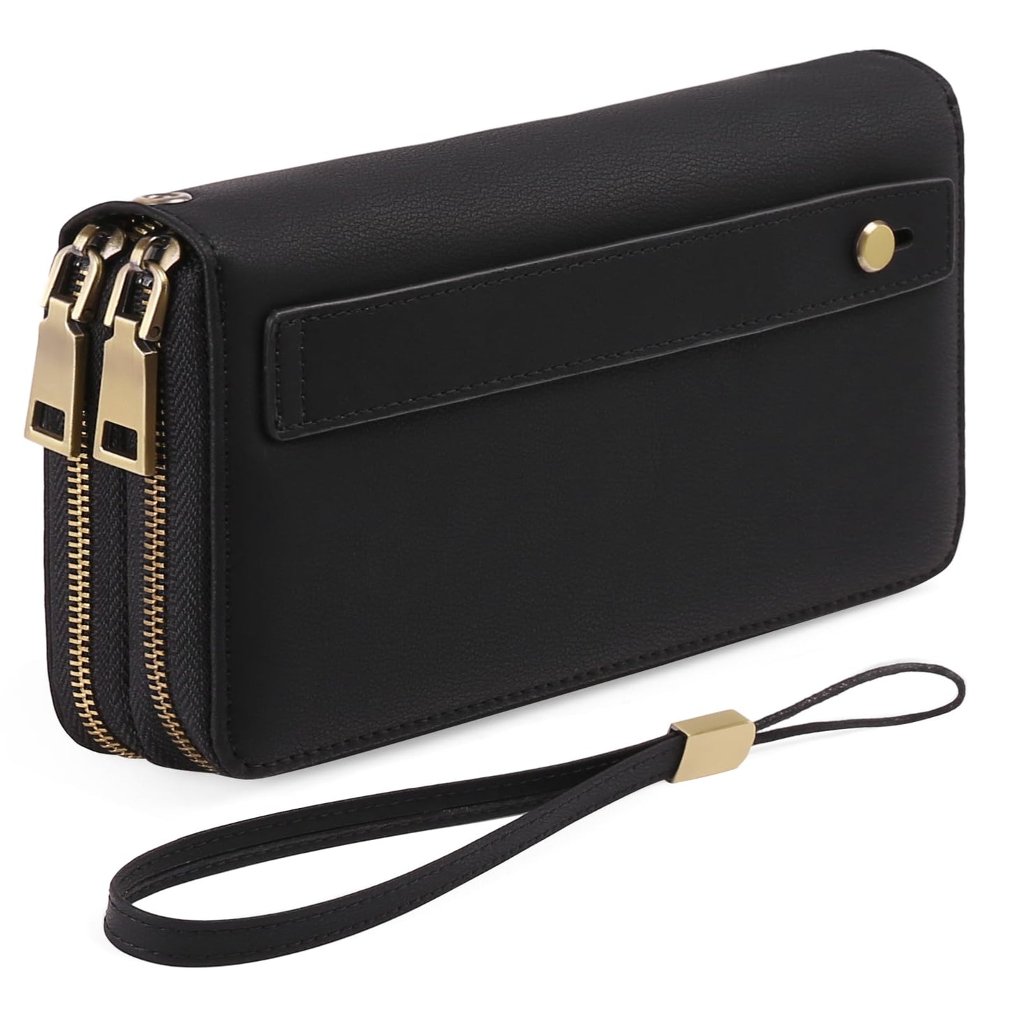 HOTGAEKEAO Wallet for Women Clutch RFID Blocking Wristlet Leather Purse Large Capacity Credit Card Holder with Grip Hand Strap