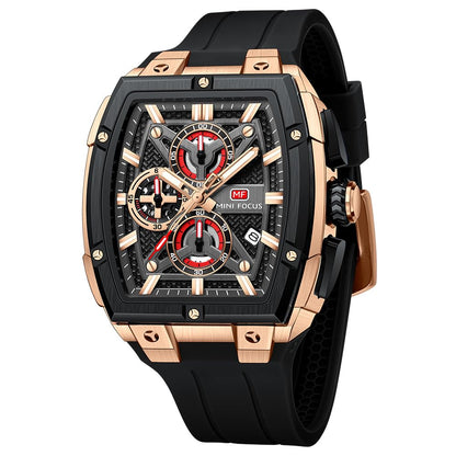 HOTMF MINI FOCUS Men's Watches Analog Fashion Wrist Watch, Skeleton Tonneau Watches for Men with Chronograph,Ideal for Sports Enthusiasts and Daily Wear