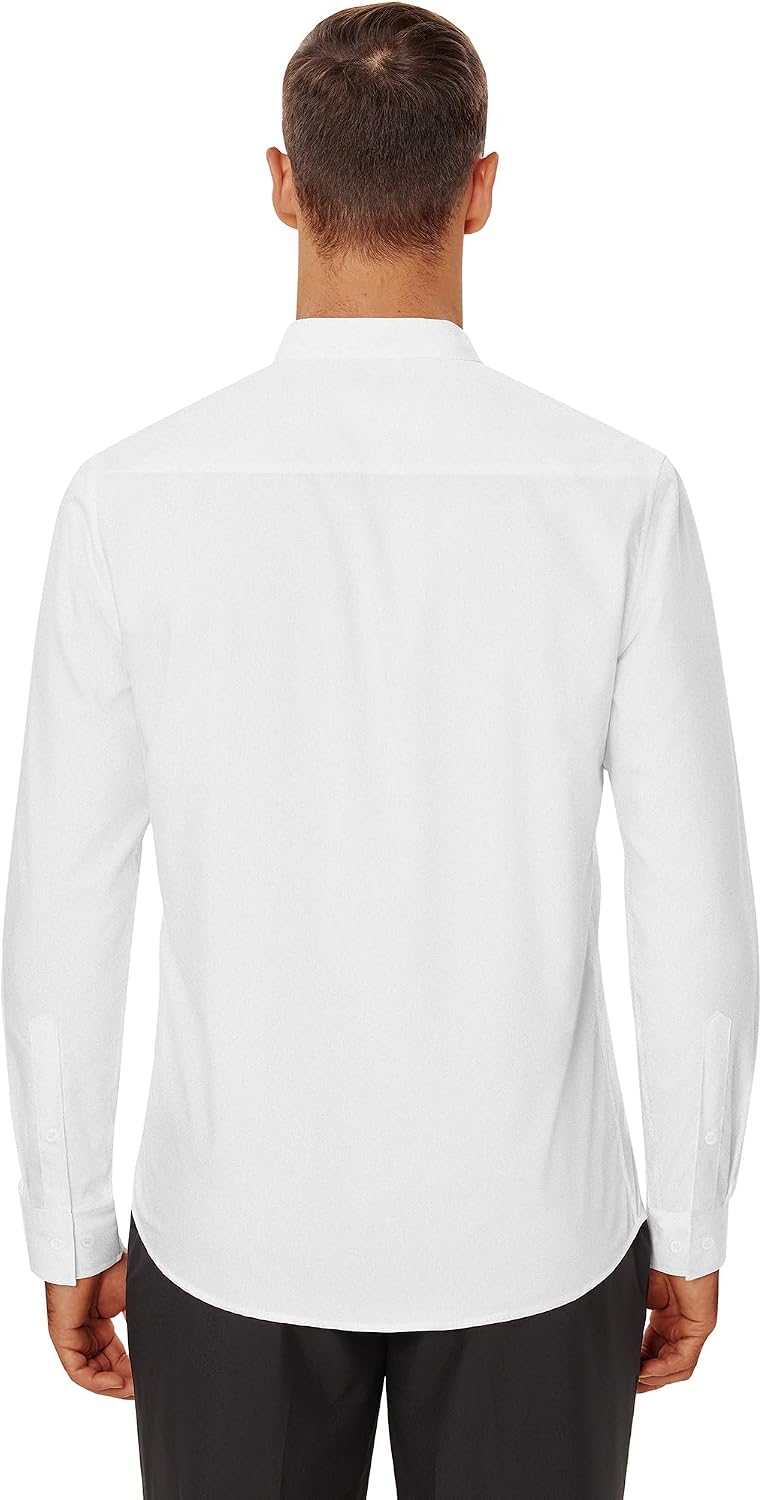 HOTLion Nardo Mens Dress Shirts Wrinkle Free Dress Shirts for Men Long Sleeve Button Down Shirts Banded Collar Shirts