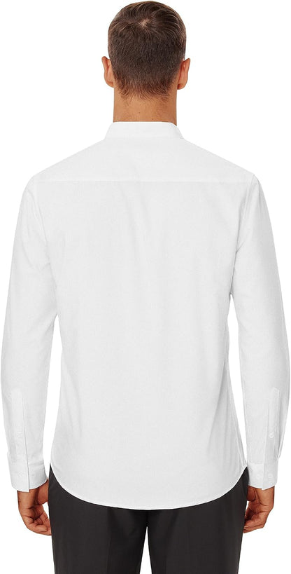 HOTLion Nardo Mens Dress Shirts Wrinkle Free Dress Shirts for Men Long Sleeve Button Down Shirts Banded Collar Shirts