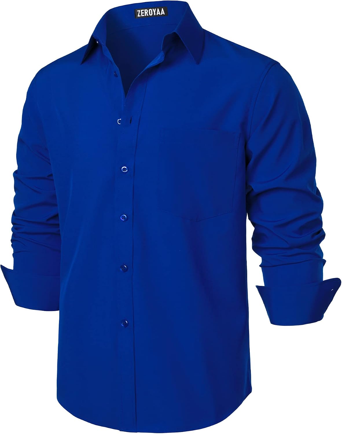 HOTZEROYAA Men's Regular Fit Dress Shirt Solid Wrinkle-Free Long Sleeve Casual Business Button Up Shirts with Pocket