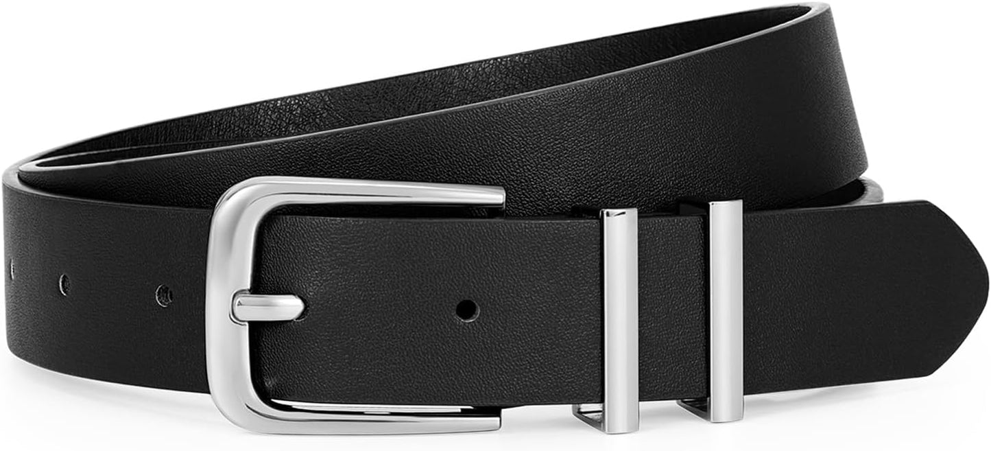 HOTVONMELLI Women's Soft Faux Leather Belt for Jeans Pants Dress Fashion Ladies Waist Belt with Gold/Silvery Buckle