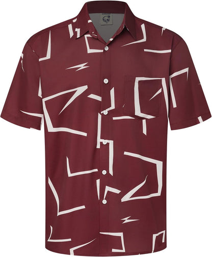 HOTHardaddy Men's Hawaiian Shirt Short Sleeves Printed Button Down Summer Beach Casual Shirts