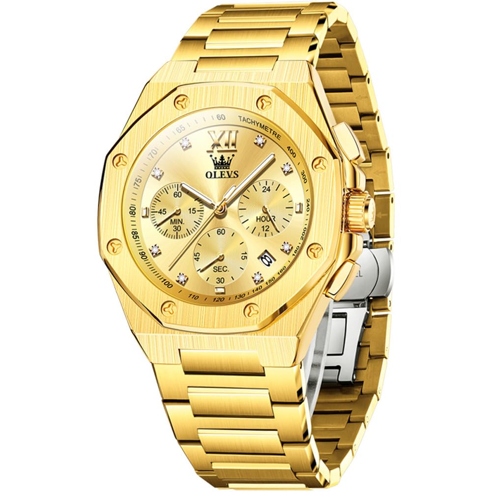 HOTOLEVS Watch for Men Skeleton Business Dress Stainless Steel Waterproof Luminous Mens Wrist Watch