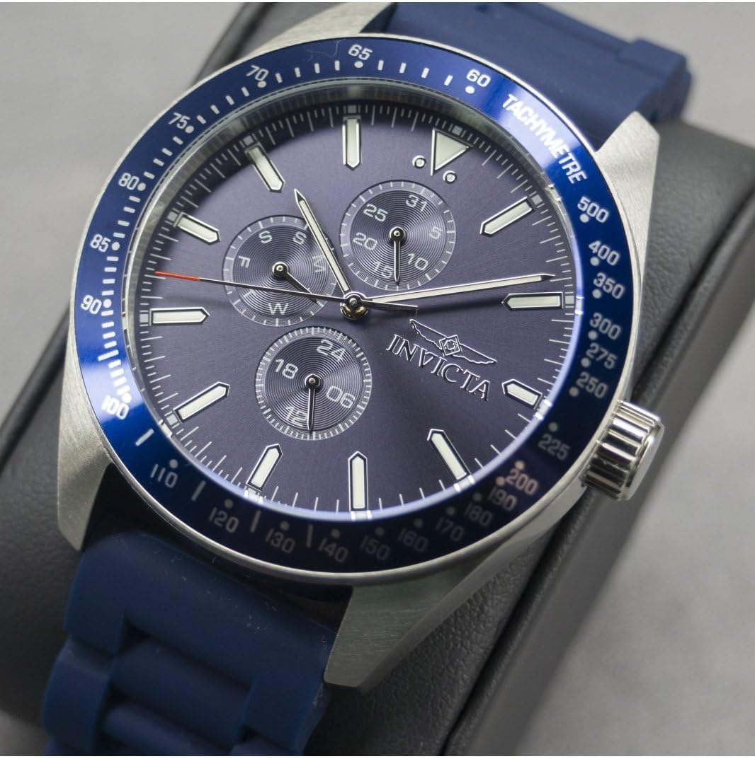 HOTInvicta Men's Aviator 45mm Silicone Quartz Watch, Blue (Model: 38401)