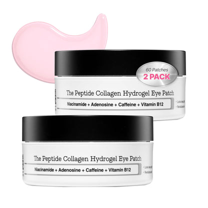 HOTCOSRX Pink Peptides Collagen Hydrogel Eye Patch for Puffy Eyes, Cooling & Firming Under Eye Patches with 4-Peptide & Caffeine (60), Depuffing Gel Eye Mask, Korean Skin Care