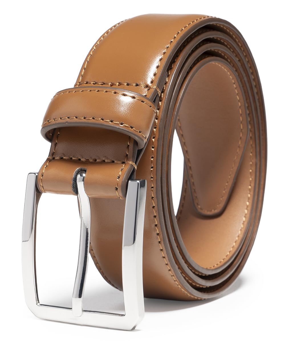 HOTFabio Valenti Genuine Leather Dress Belts For Men - Mens Belt For Suits, Jeans, Uniform With Single Prong Buckle