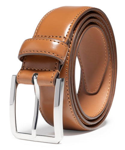 HOTFabio Valenti Genuine Leather Dress Belts For Men - Mens Belt For Suits, Jeans, Uniform With Single Prong Buckle