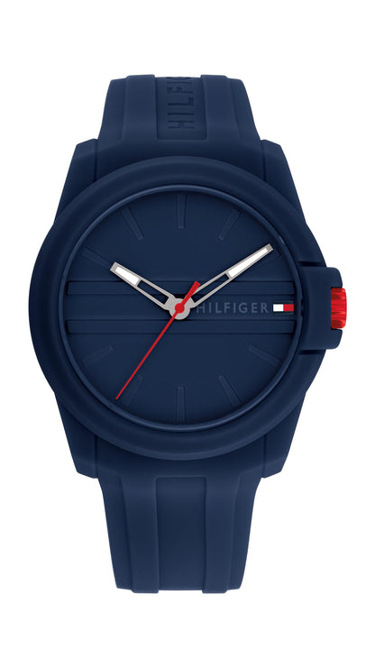 HOTTommy Hilfiger Men's 3-Hand Quartz Watch – Casual Sport Style, Silicone Strap, Water-Resistant to 50 Meters, Everyday Fashion Wristwatch, Gift for Him - 44mm