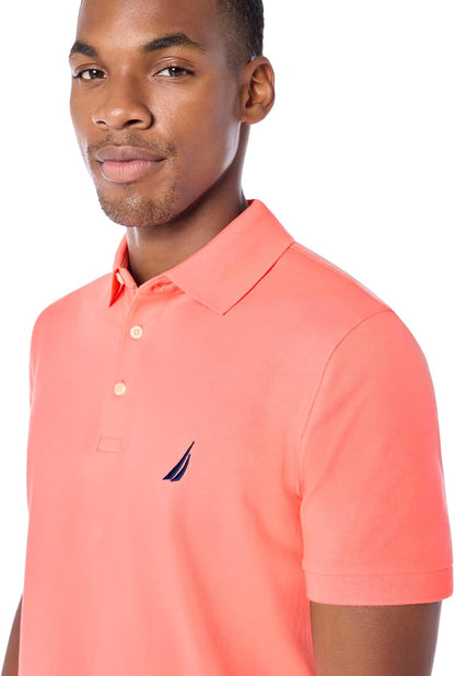 HOTNautica Men's Short Sleeve Solid Stretch Cotton Pique Polo Shirt