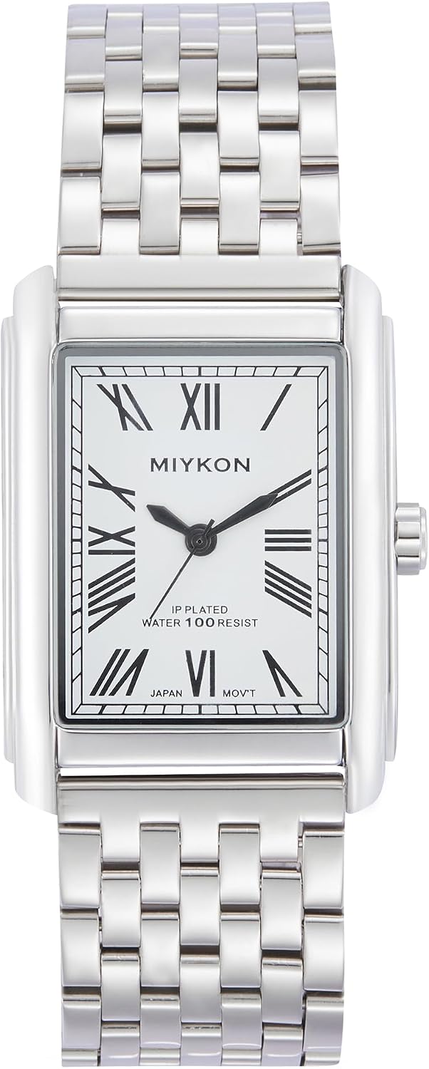 HOTMiykon Vintage Dress Watches for Men – Square Tank Watch with Solid Stainless Steel Bracelet, Mens Dress Watches – Japanese Quartz, Waterproof to 100ft