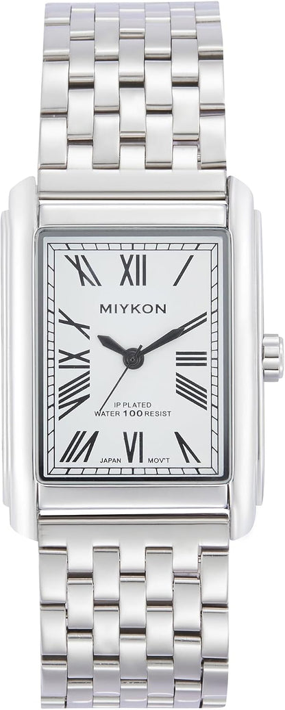 HOTMiykon Vintage Dress Watches for Men – Square Tank Watch with Solid Stainless Steel Bracelet, Mens Dress Watches – Japanese Quartz, Waterproof to 100ft