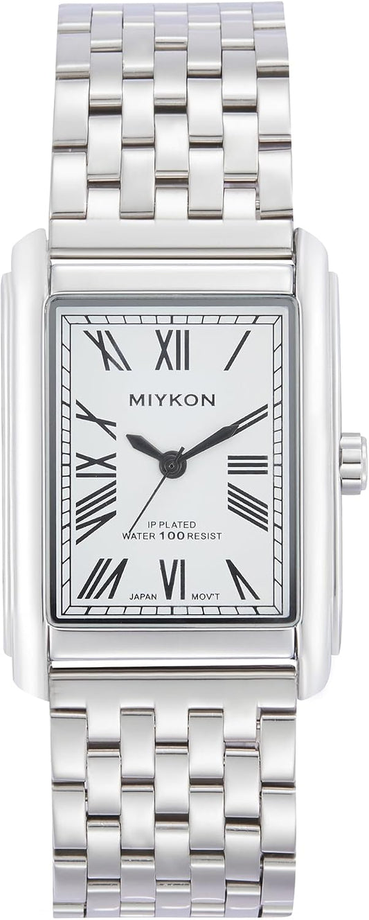 HOTMiykon Vintage Dress Watches for Men – Square Tank Watch with Solid Stainless Steel Bracelet, Mens Dress Watches – Japanese Quartz, Waterproof to 100ft