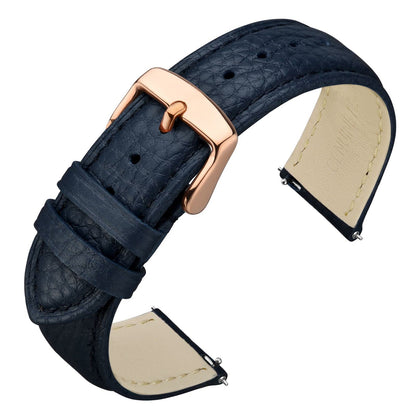 HOTANNEFIT Watch Band 18mm, Quick Release Textured Padded Leather Straps with Gold Buckle for Men and Women (Black)
