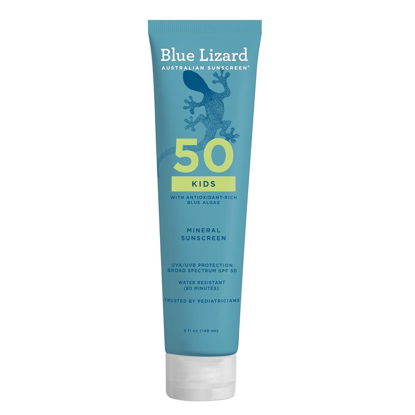 HOTBlue Lizard Kids Mineral SPF 50 Sunscreen Lotion, 100% Mineral, Children’s Sunscreen, Water-Resistant Formula, Paraben-Free, Fragrance-Free, 5 fl oz