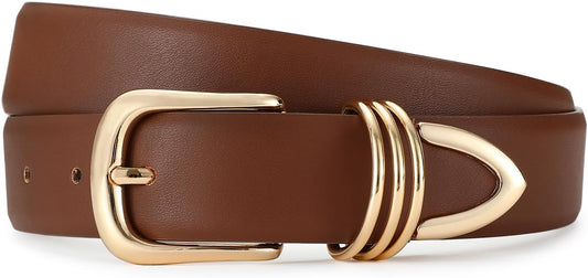 HOTBelts for Women with Gold Buckle Faux Leather Belts Fashion Casual belts for jeans