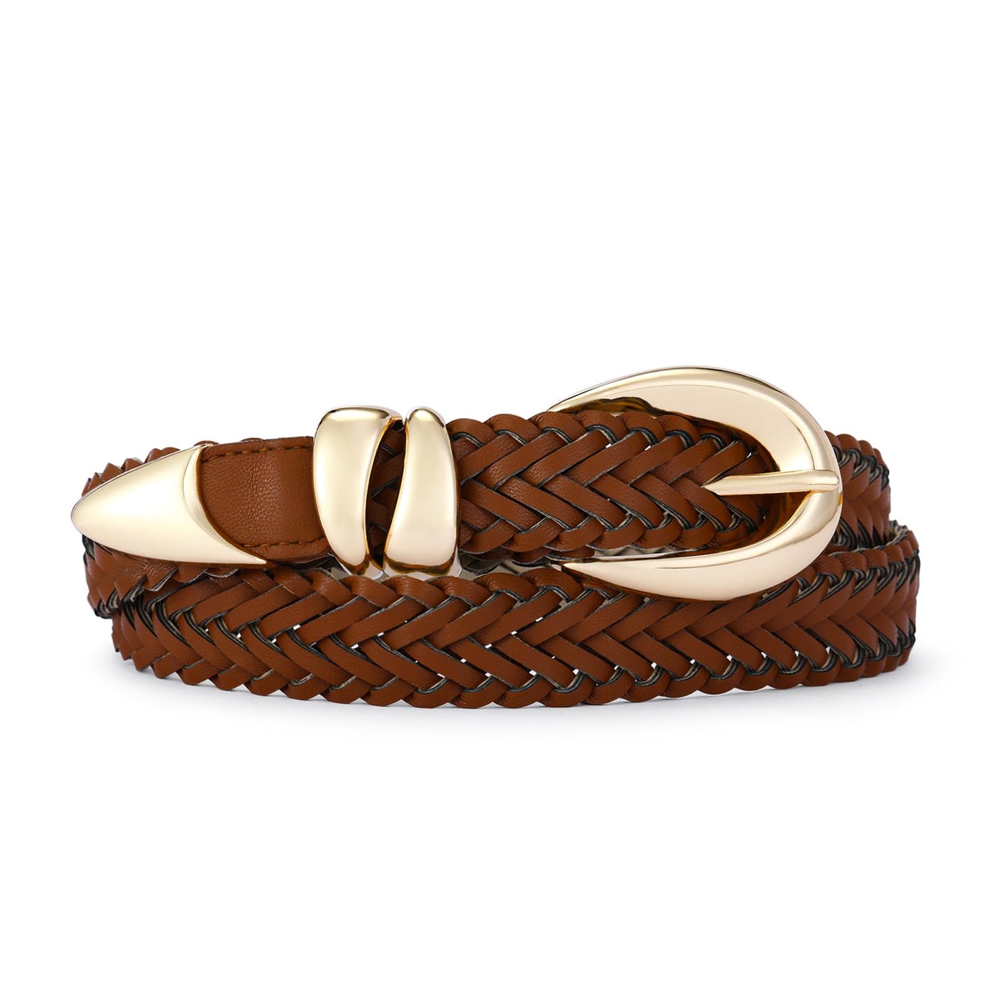 HOTRISANTRY Leather Belt for Women Stylish Design with Gold Buckle Ladies Black Belt Perfect for Jeans Dresses