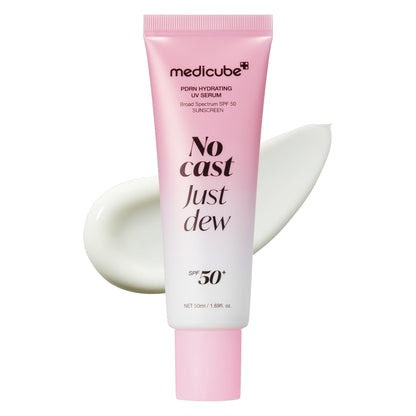 HOTmedicube Sunscreen No Cast Just Glow Collagen | SPF 50 Broad Spectrum Face Sunscreen | Lightweight, Non-Sticky, Hydrating Formula | Peptide, Cica for Soothing & Glow | Korean Skincare