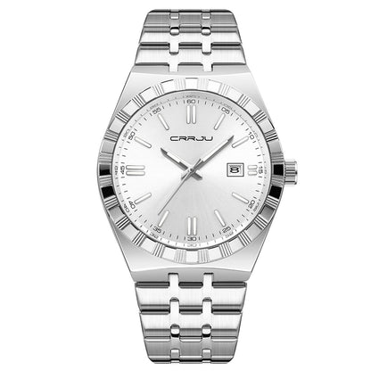 HOTCRRJU Watches for Men,Fashion Luxury Luminous Analog Quartz Wristwatches,Business Man Calendar Watches Silver