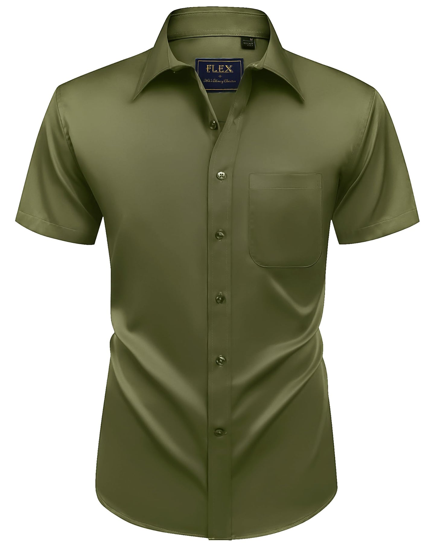 HOTAlimens & Gentle Mens Short Sleeve Dress Shirts Wrinkle Free Solid Casual Button Down Shirts with Pocket