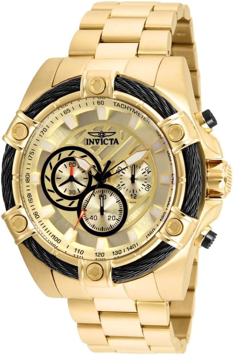 HOTInvicta 25515 Bolt Men 52mm Stainless Steel Gold Gold dial VD54 Quartz