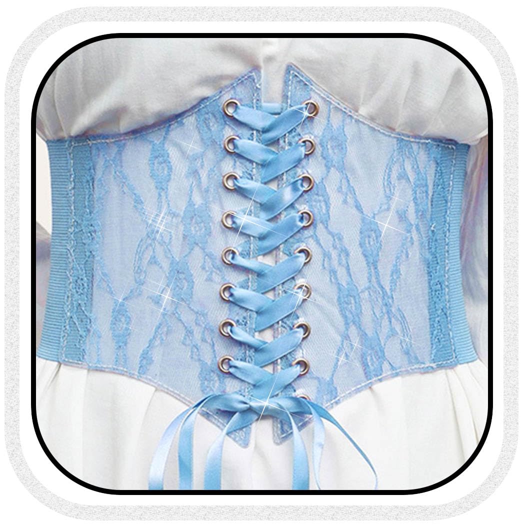 HOTBODIY Women Lace Corset Belts Elastic Cinch Belt Tied Waspie Wide Waist Bustiers for Dress