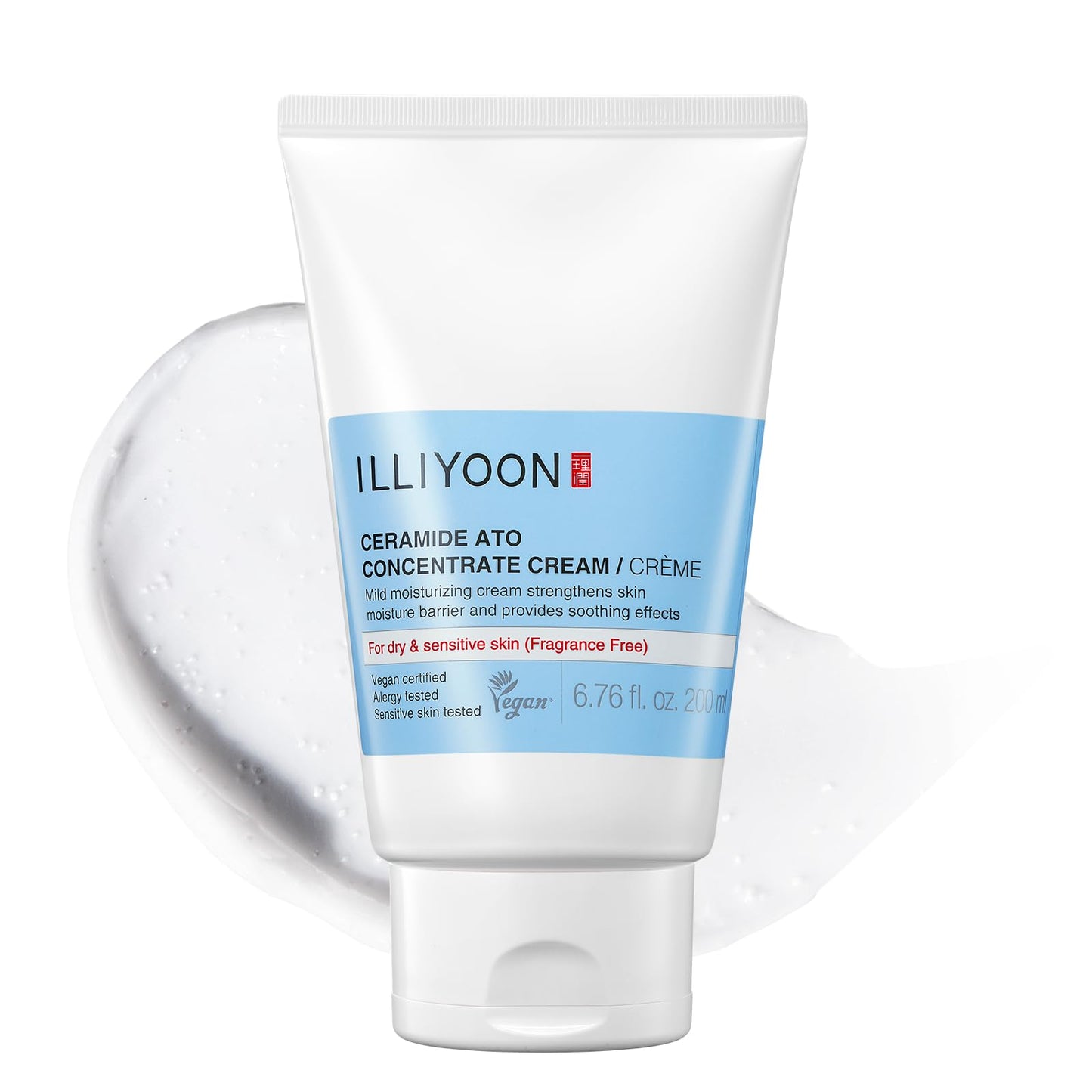 HOTIlliyoon Ceramide Ato Concentrate Cream | Moisturizer for Dry & Sensitive Skin, 100hr Lasting Hydration, For Face & Body, Gentle for Infants, Moisture Barrier Repair, Vegan Certified, 6.76 fl.oz.