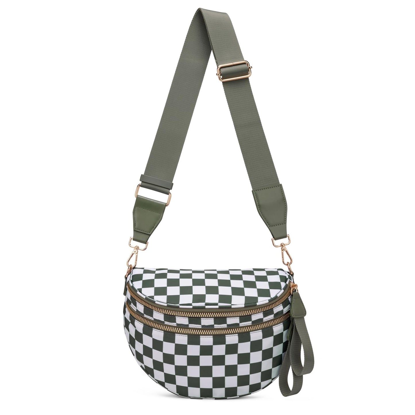 HOTPure Colour Crossbody Bum Bags for Women Spacious Checkered Cross body Bag Nylon Trendy Fanny Pack for Travel