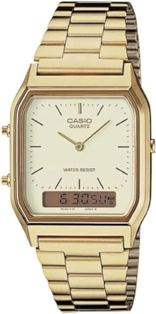 HOTCasio AQ230GA-9D Men's Analog Digital Dual Time Gold Tone Metal Band Watch