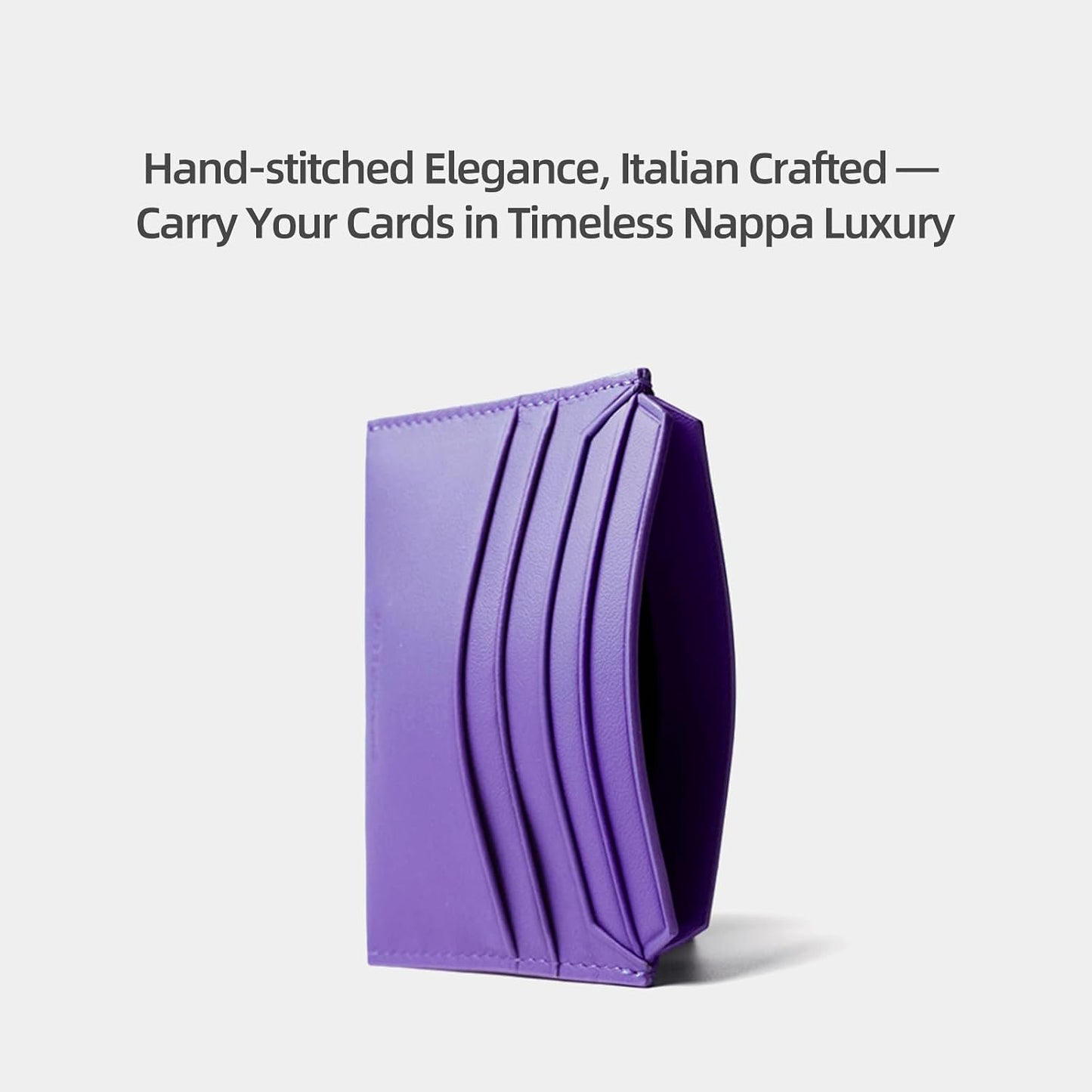 HOTBETTERHUMZ Credit Card Case Nappa Leather Material for Men and Women Card Holder Slim Wallet 8 Slots and 1 Pocket (Purple)