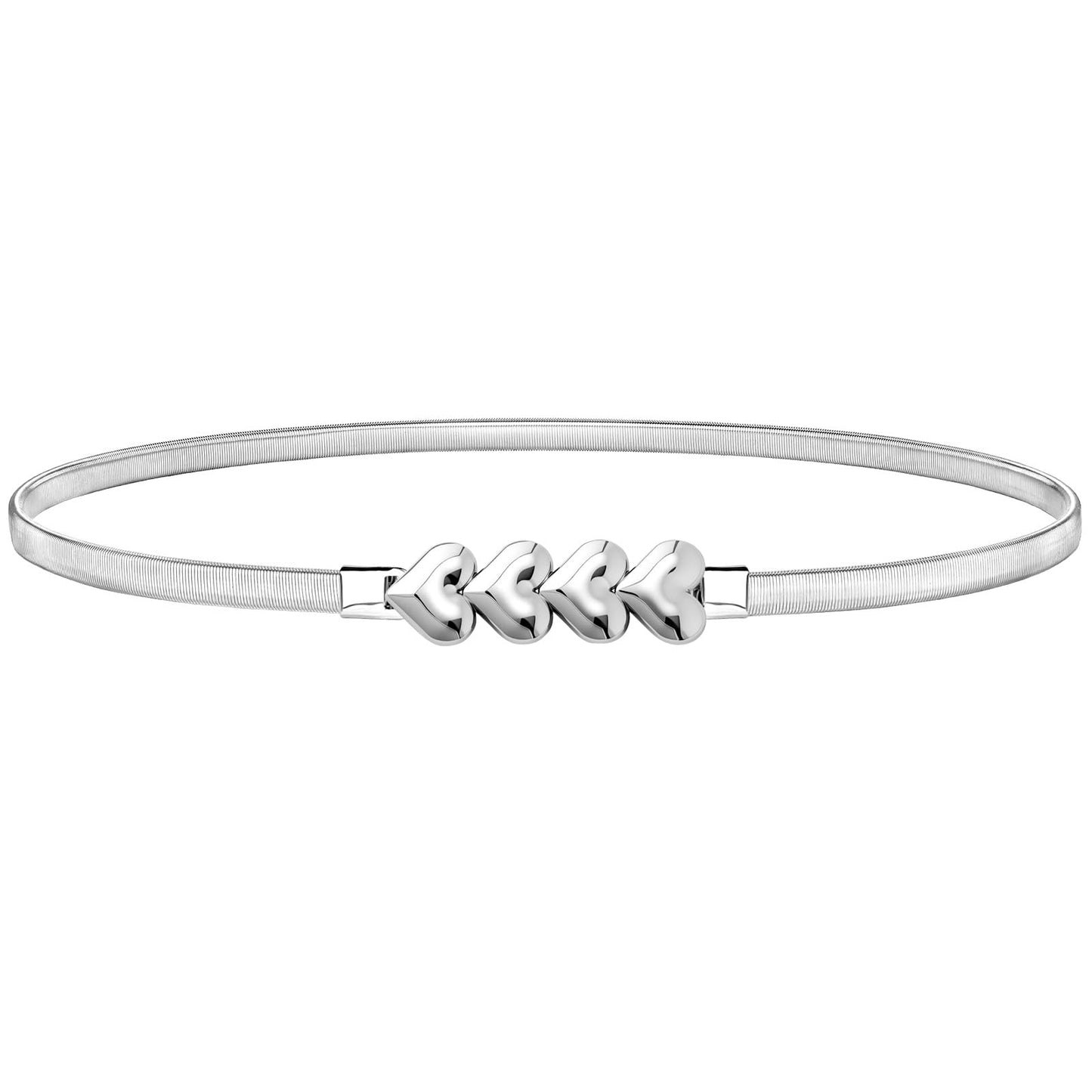 HOTVONMELLI Skinny Metal Cinch Belt for Dress Stretch Thin Waist Belt for Women Gold/Silver