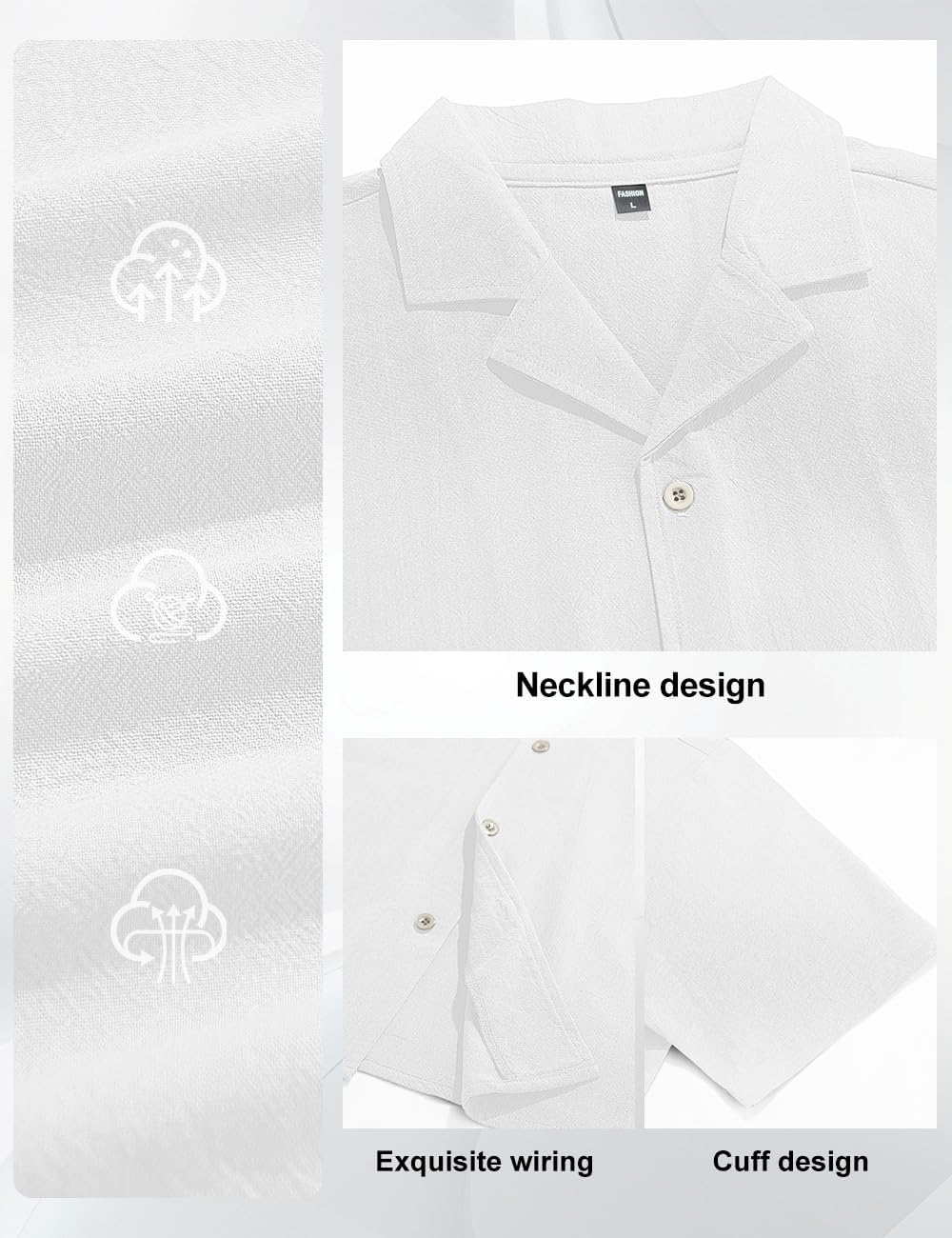 HOTMens Cotton Linen Shirt Casual Lightweight Button Down Shirt Short Sleeve Summer Beach Vacation Tops