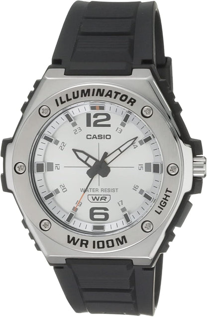 HOTCasio MWA100H Series | Men’s Analog Watch |100M WR | Stainless Steel Bezel | LED Illuminator Backlight with Afterglow | Resin Band | 3 Hands (HR, MIN, SEC) | 3 Year Battery