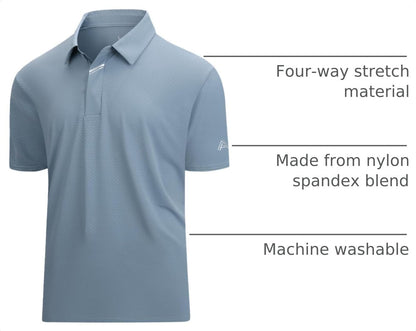 HOTEsabel.C Jacquard Golf Shirts for Men Dry Fit Short Sleeve Collared Polo | Moisture Wicking, Athletic Fit, 4-Way Stretch for Comfort, Wrinkle Free, Lightweight, Ideal for Golf, Casual & Work Wear